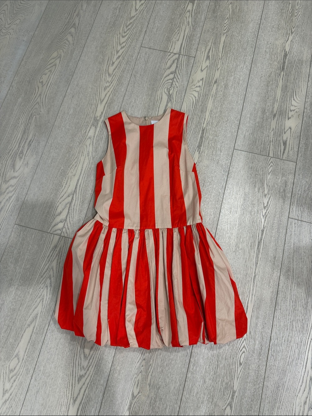 Girls Red and Cream Striped Sleeveless Casual Dress
